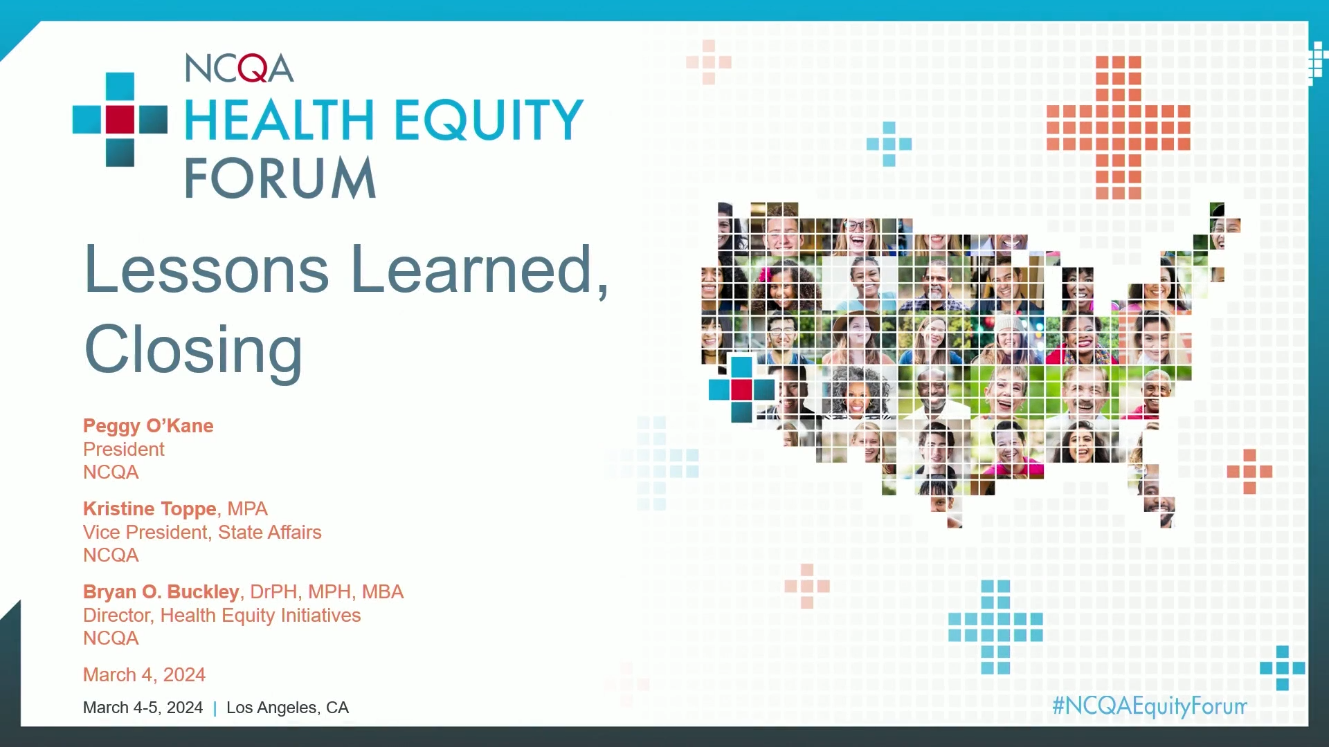 Health Equity Forum: Lessons Learned, Closing - NCQA
