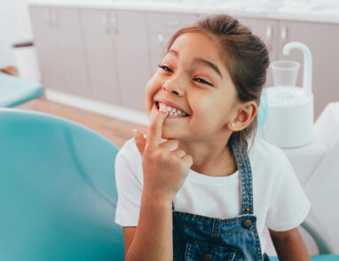 Young girl at a dentist's office. - This link takes you to the full article